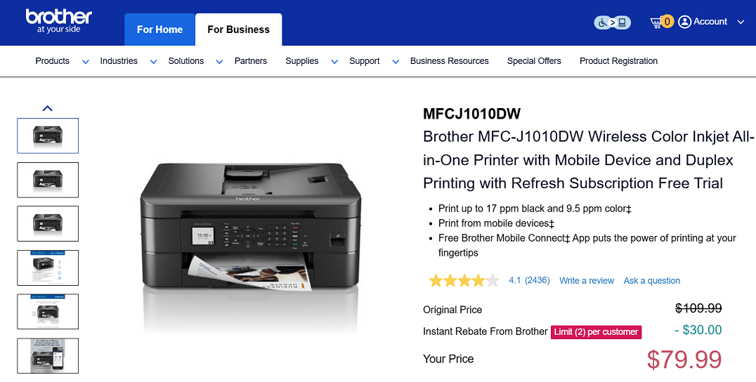 Brother MFC-J1010DW InkJet Printer