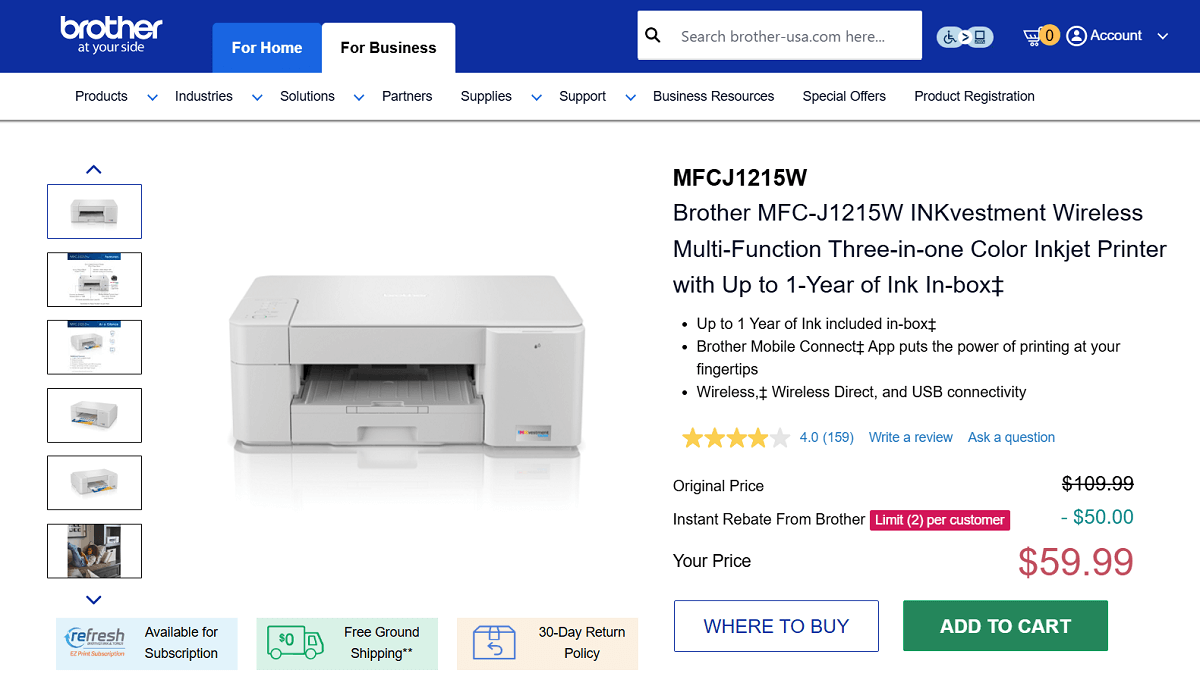 Brother MFC J1215W Wireless Printer