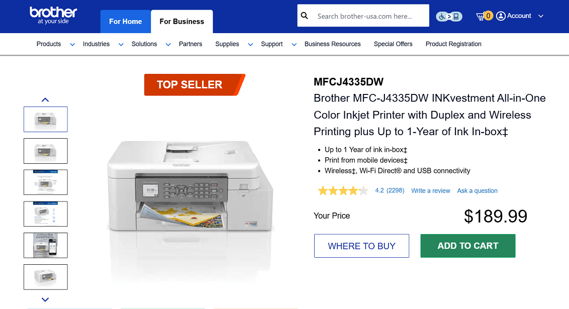 Brother MFC-J4335DW Inkjet All-in-One Printer