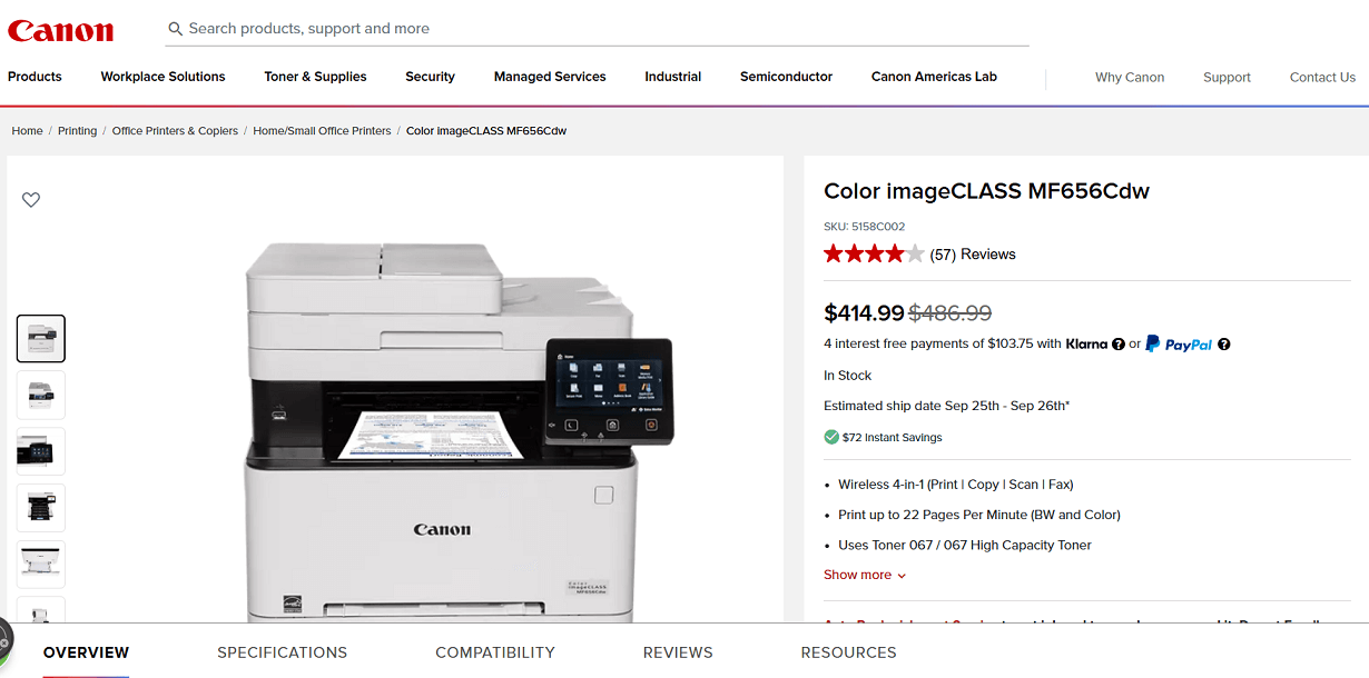 Canon Color imageCLASS MF656Cdw Printer