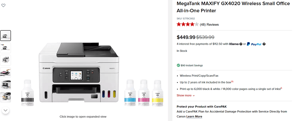 Canon MAXIFY GX4020 All-in-One Printer