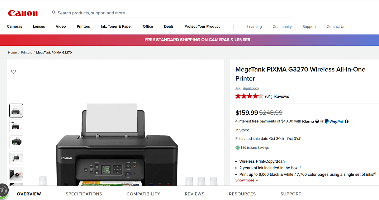 MegaTank PIXMA G3270