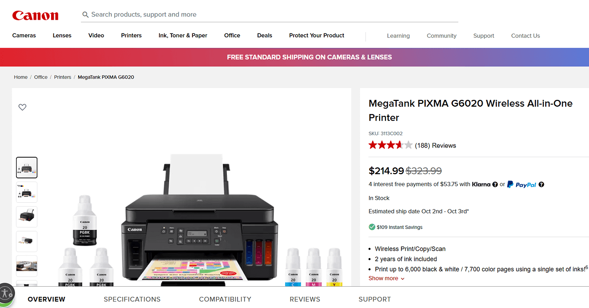 Canon PIXMA G6020 Printer