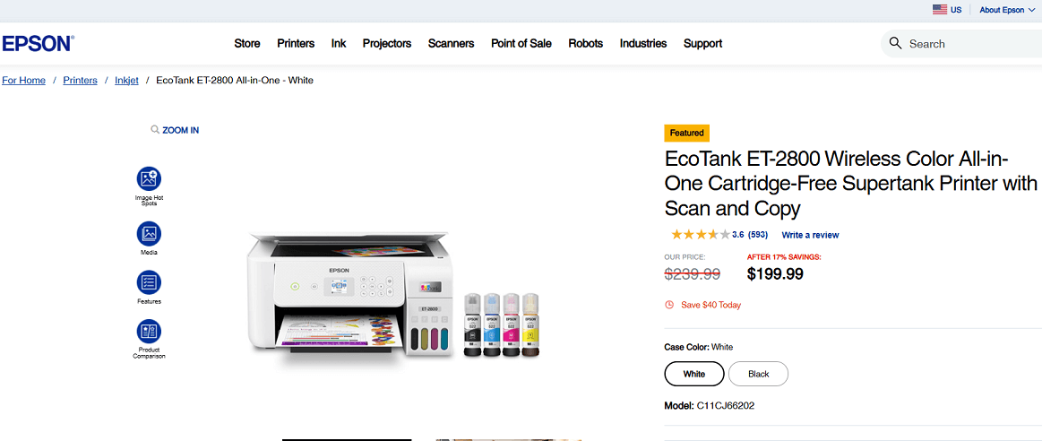 Epson EcoTank-2800 InkJet Printer