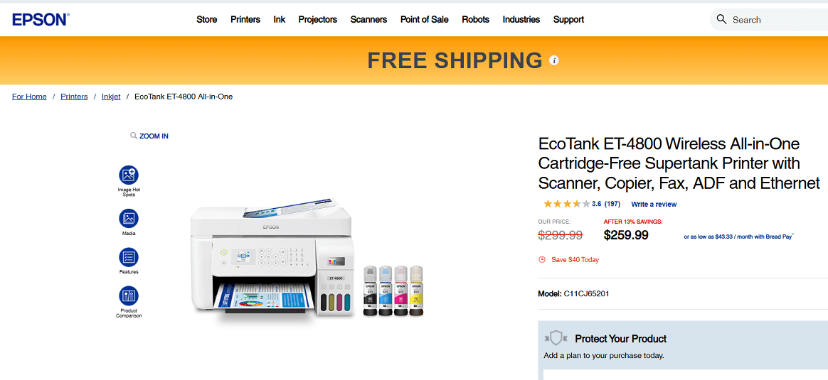 Epson EcoTank ET-4800 Printer