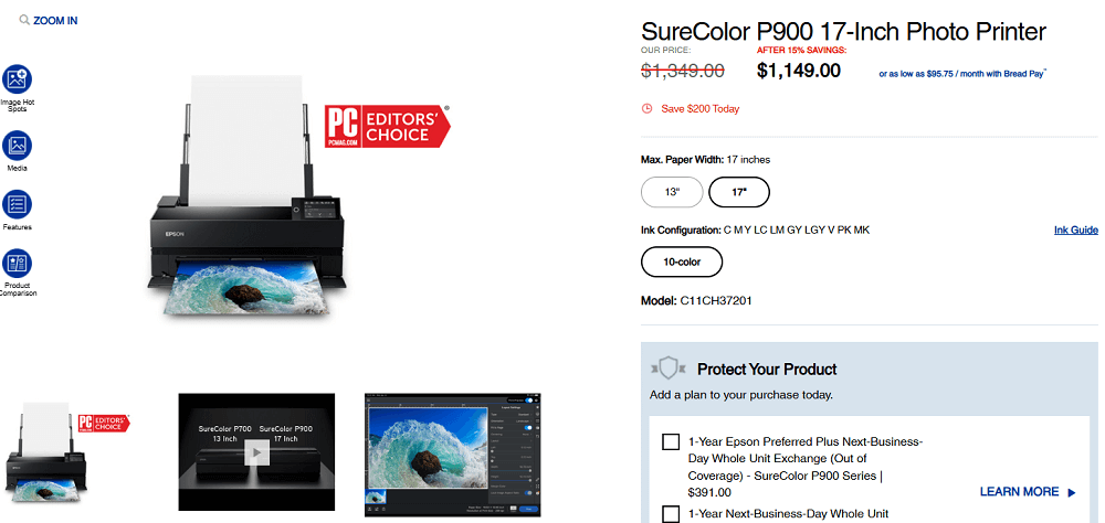 Epson SureColor P900 17-Inch Wide Format Printer