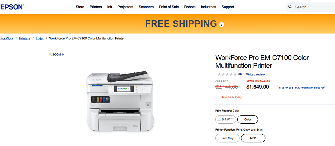 Epson WorkForce Pro EM-C7100