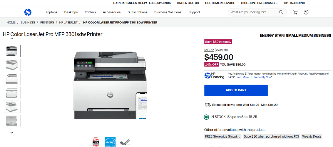 HP Color LaserJet Pro MFP 3301sdw All-in-One Printer