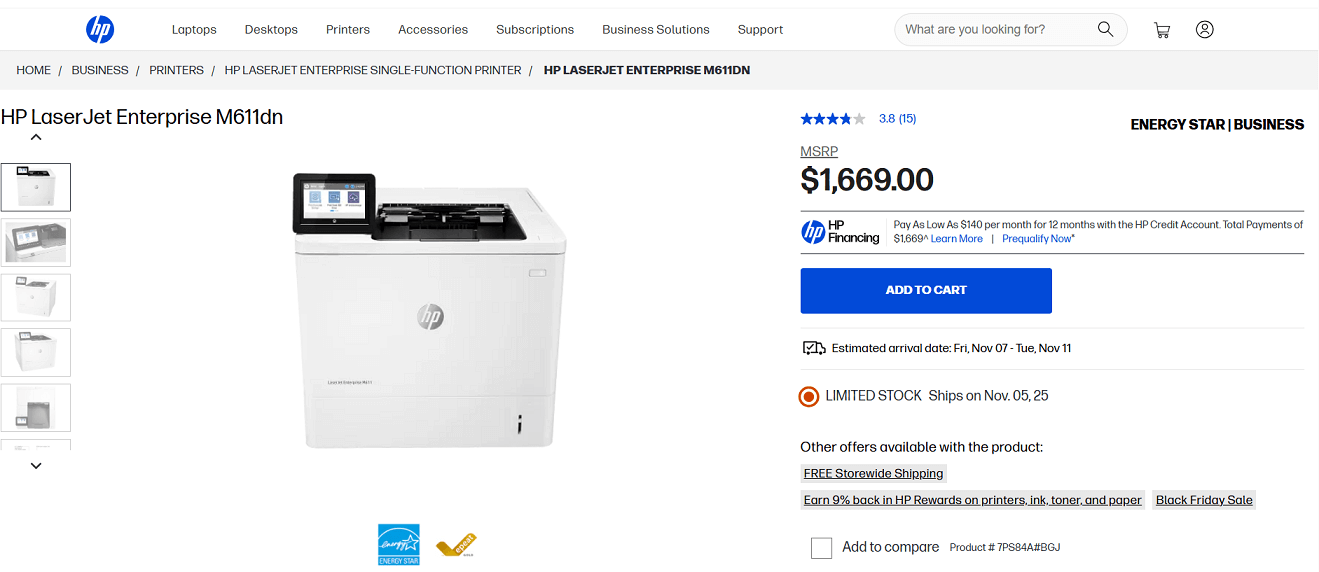 HP LaserJet Enterprise M611dn