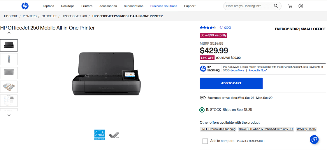 HP OfficeJet 250 Portable Inkjet All-in-One