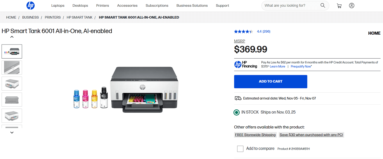 HP Smart Tank 6001 All-in-One