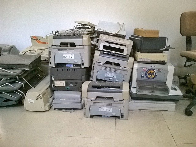 Stack of old printers